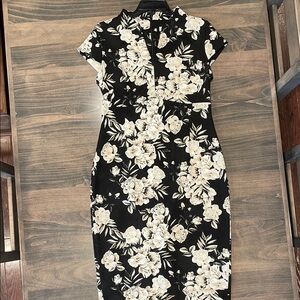 Floral Black and White Calvin Klein Dress